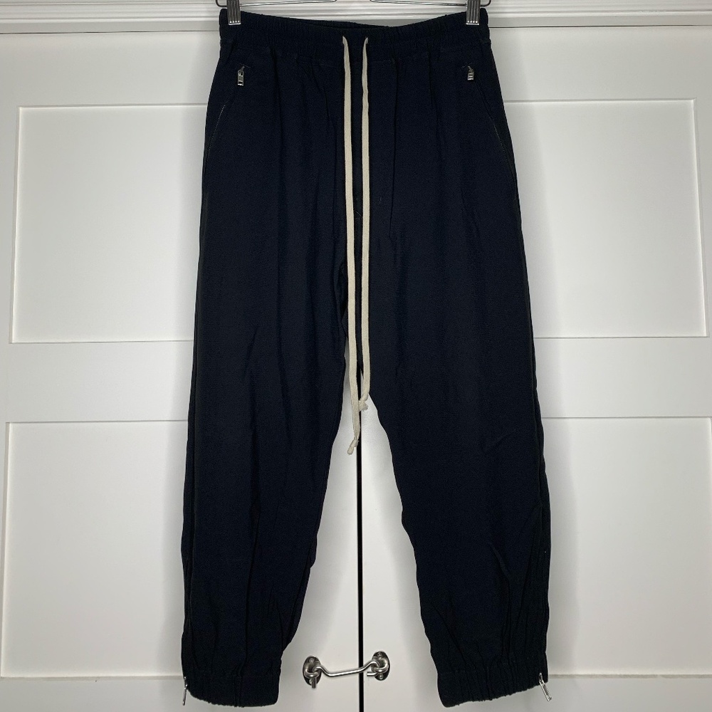 Rick Owens Drop-Crotch Cropped Black Track Pants